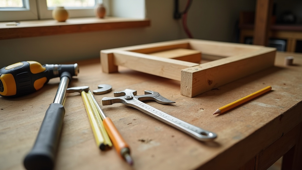 Vue intérieure d'un espace de travail de bricolage avec des étagères d'outils