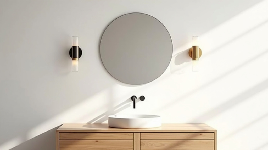 Installation d'appliques de chaque côté d'un miroir dans une salle de bain moderne pour un éclairage sans ombres