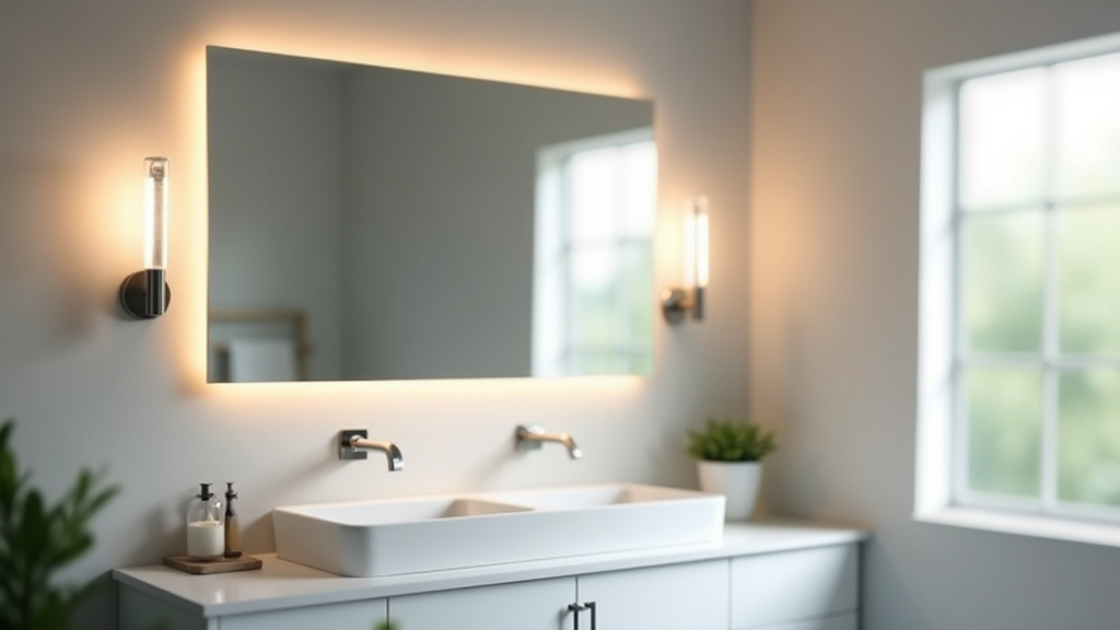 Applique murale moderne en verre opale avec éclairage LED intégré dans une salle de bain contemporaine