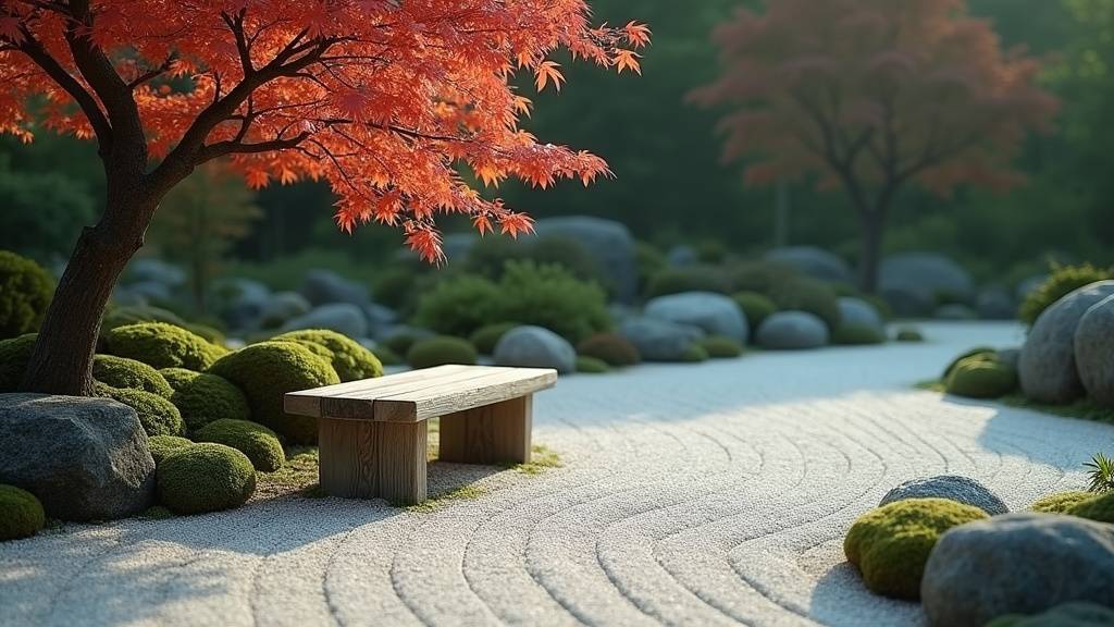 Jardin zen miniature sur balcon avec gravier blanc et pierres naturelles