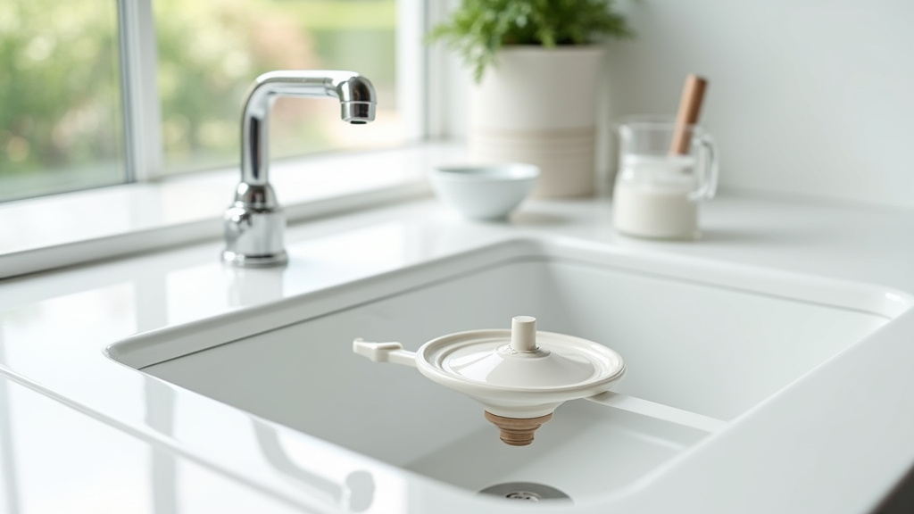 Lavabo en porcelaine blanche avec robinetterie chromée dans une salle de bain moderne, évacuation visible