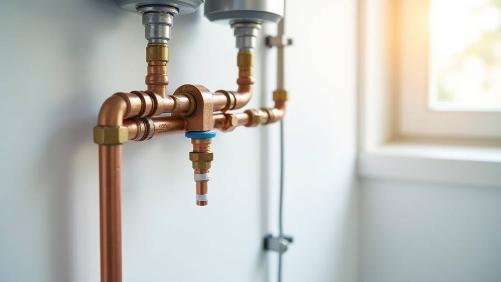 Installation moderne de nourrice de plomberie dans une gaine technique avec multiples raccords
