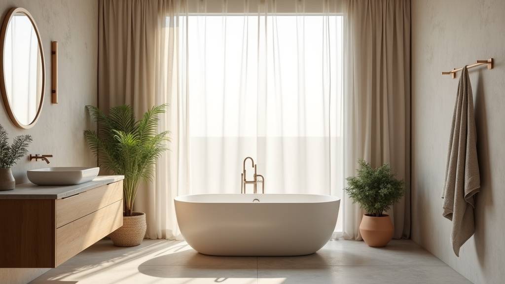 Salle de bain moderne et lumineuse après rénovation, avec double vasque et miroir éclairé