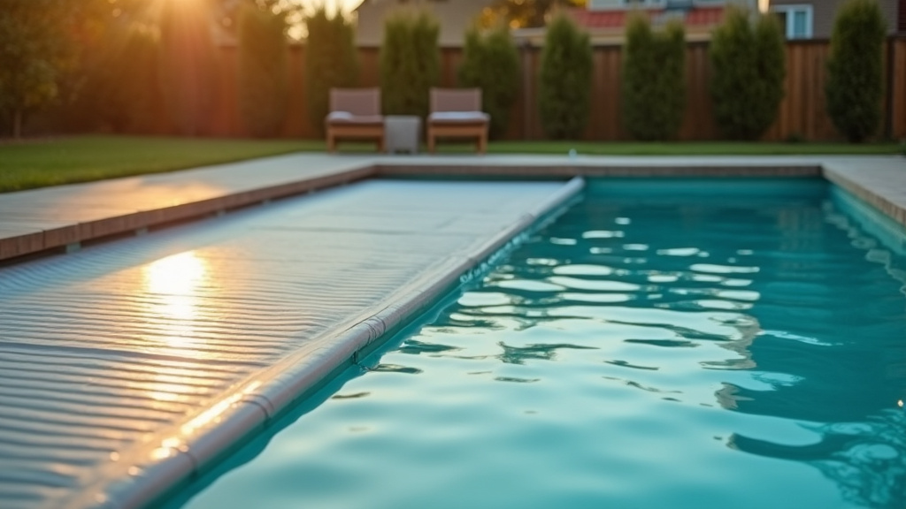 Comparaison entre une bâche traditionnelle et un volet de piscine - le volet offre une surface stable et sécurisante