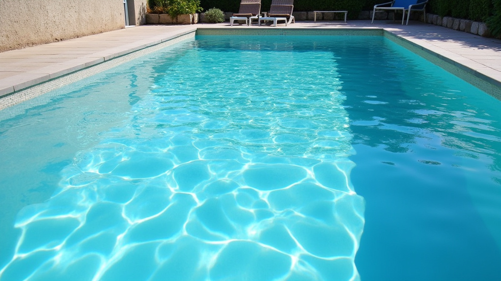 Homme mesurant la profondeur d'une piscine avec un mètre ruban, vue de profil